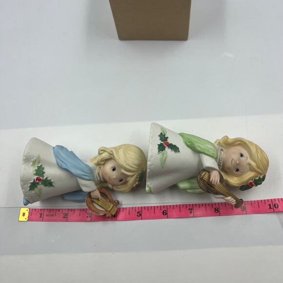 Vintage Set 3 Homco Christmas Ceramic Carolers Holiday Figurines Harp Mandolin - Picture 6 of 14